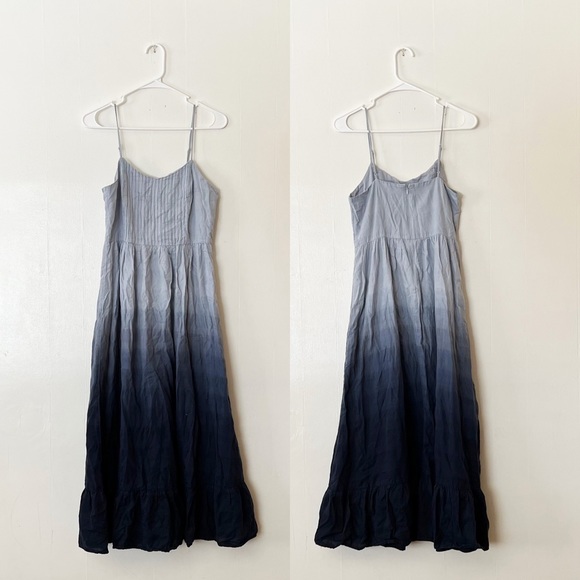 Madewell Cami Pintuck Dip Dye Ombré Navy Blue Maxi Dress - Picture 4 of 9